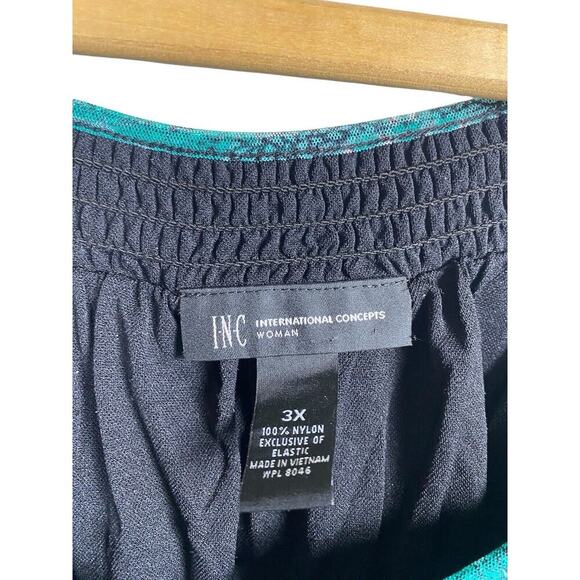 INC 3X Tunic Blouse Top Black Sheer Gauzy Sleeve Peasant Boho Chiffon Paisley - Picture 9 of 9